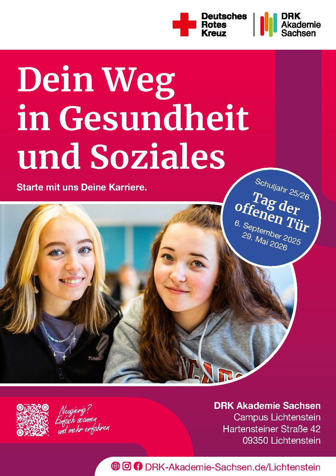 Dein Weg in Gesundheit und Soziales - Tag der offenen Tür am Campus der DRK Akademie Sachsen in Lichtenstein